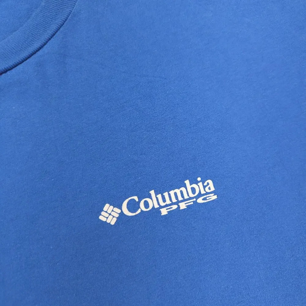 Columbia Short Sleeve Crew Neck Graphic T Shirt Mens Size Large L Blue - Picture 3 of 9